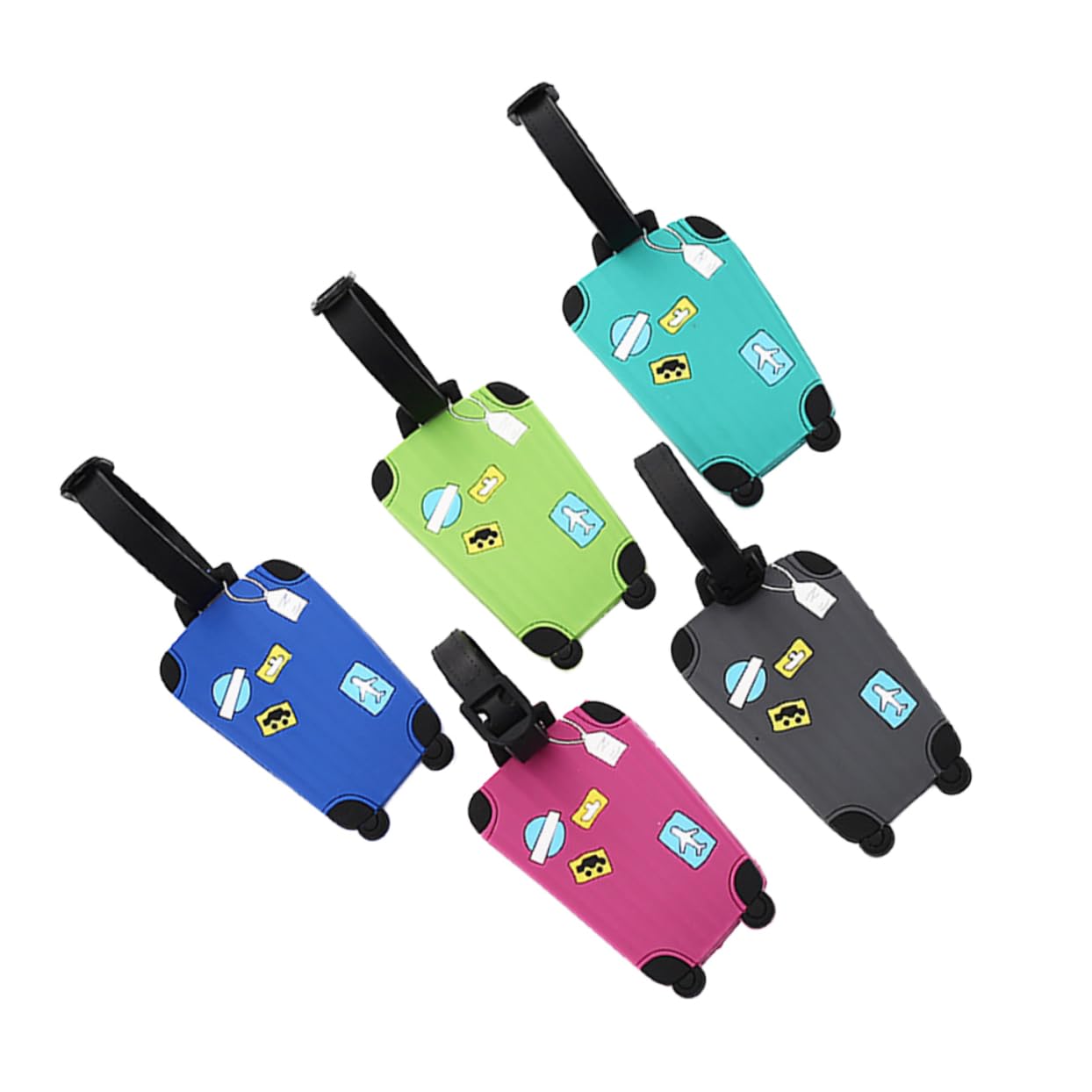 LIFKOME 15pezzi Targhette Da Viaggio Silicone Design Forma Di Valigia Etichette Per Bagagli Con e Indirizzo Accessori Pratici Per Trasporto Blu Verde