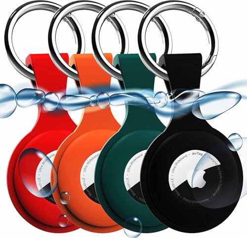 4 Pack AirTag Holder with Keychain AirTag...