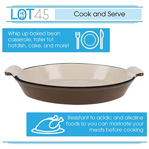 Lot45 Enameled Cast Iron Baking Pan Set - 3Pk Oval Shaped Glazed Oven Dish Casserole Cookware For Lasagna And Hotdish #TOP2