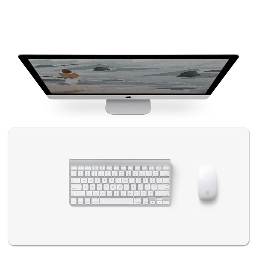 PU Leather Desk Mat Office Waterproof Desk Pad,Non-Slip Laptop Mat Table Mat Desk Writing Pad,Easy Clean Desk Protector for Office Home School (White,100x60cm)