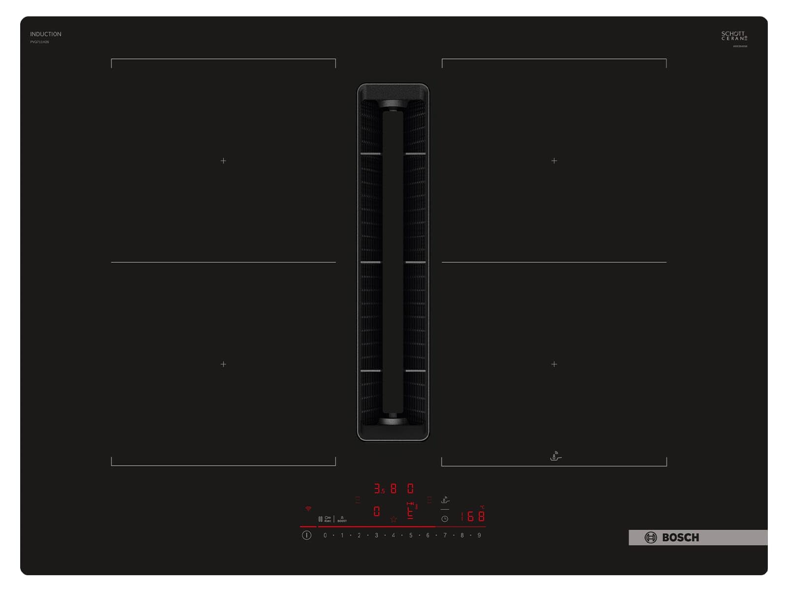 Bosch PVQ711H26E, Induction hob with integrated cooker hood Series 6, Black