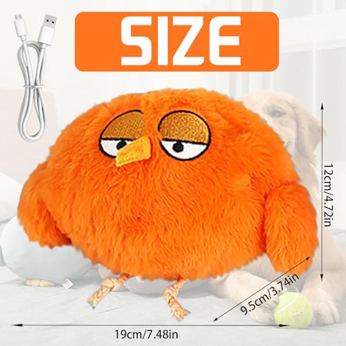 YOUYIKE Bewegendes Hundespielzeug, Hundespielzeug Beweglich Elektrisch, Interaktives Hunde Ball Spielzeug, Active Moving Pet Plush Toy for Haustier Hunde Trainingsball(Orange)