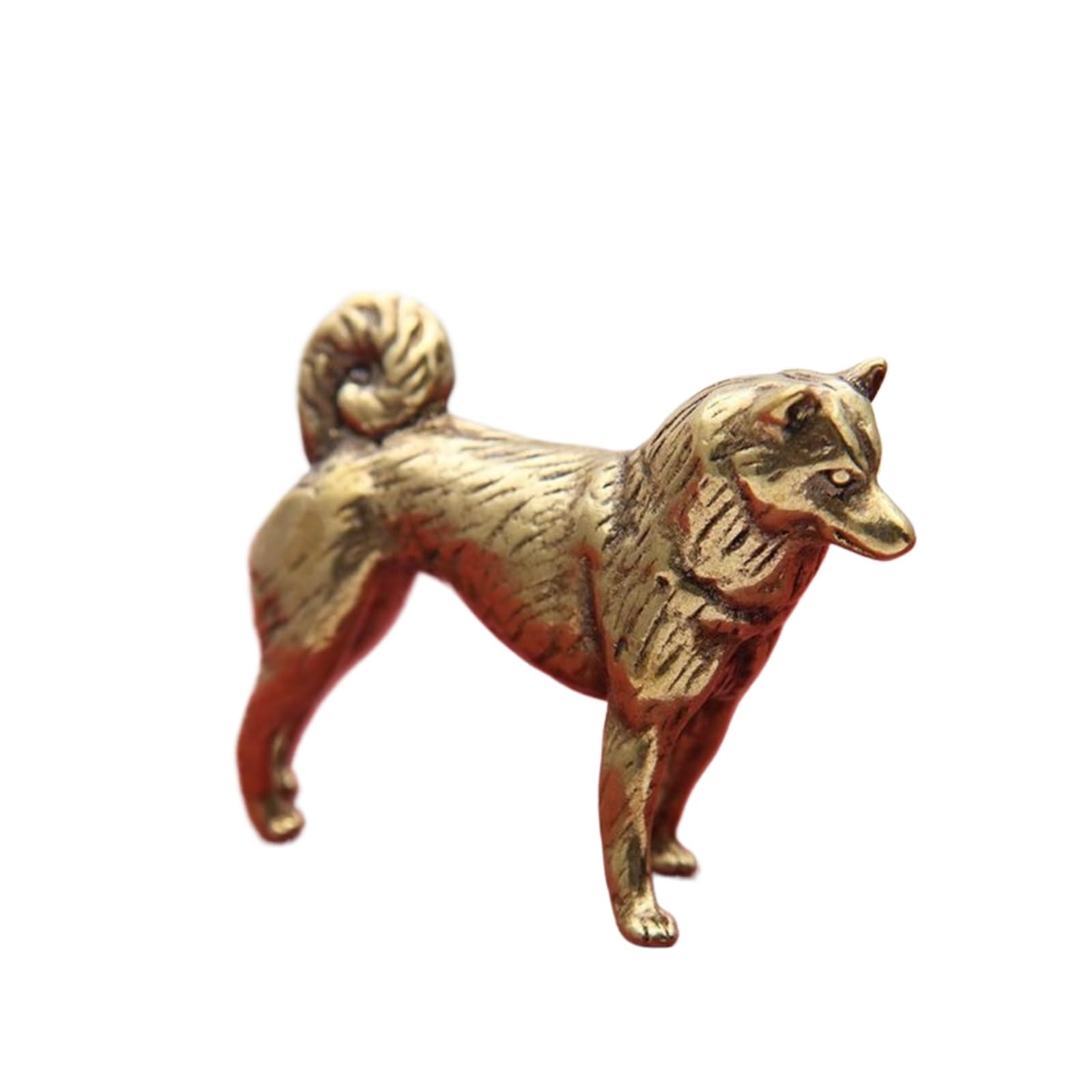 AOTTSD Brass Mini Akita Dog Statue, Loyal Hachiko Sculpture, Home Office Desktop Decor