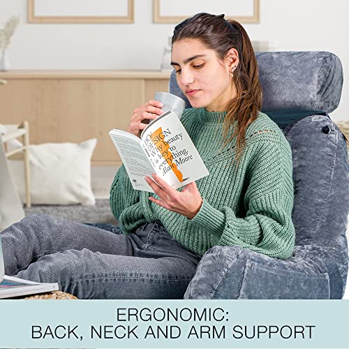 Malu Reading Pillow- Ergonomic Pillow- Back Pillow For Bed+ Rolling Mat For Neck Support- Bed Pillows For Sitting Up In Bed With Shredded Memory Foam- Sitting Pillow For Bed, Couch Or Floor #TOP6