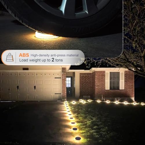 YiLaie LED Solar Deck Lights Outdoor Round Stick on Solar Powered Waterproof, Auto ON/Off Solar Stair Lights for Garden Patio Concrete Pathway Walkway Driveway(4 Pack) thumbnail 5