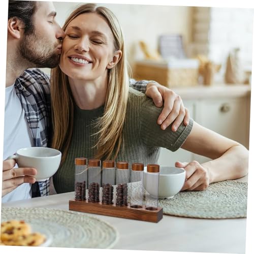 Tubos de almacenamiento para café con soporte de madera miniatura 7