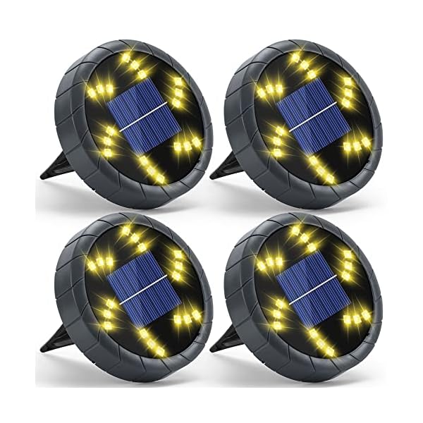 Solarlampen für Außen Garten, Solarleuchten Boden Deko Licht 18 LED Einbaustrahl Beleuchtung 4er-Set Warmweiss Solar…