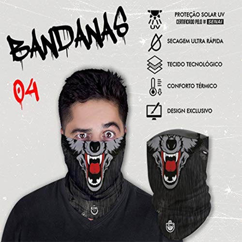 Bandana Mascara Pesca King com Proteção Solar UV 04 Lobo