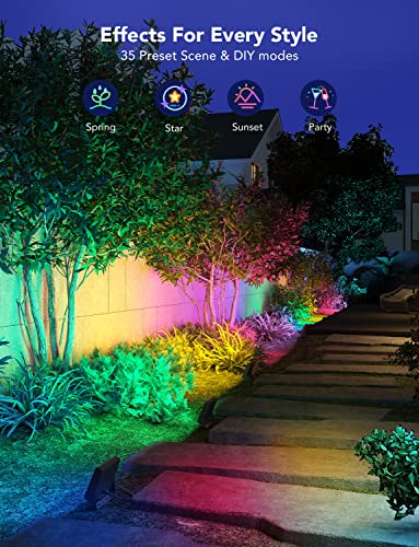 Govee Outdoor Lights, Flood Lights Uplight 2 In 1, Led Landscape Lighting, Low Voltage Landscape Lights, Ip65 Pathway Lights With App Control, 35 Scene Modes, Patio Lights, Garden Yards, Wired 2 Pack #TOP1