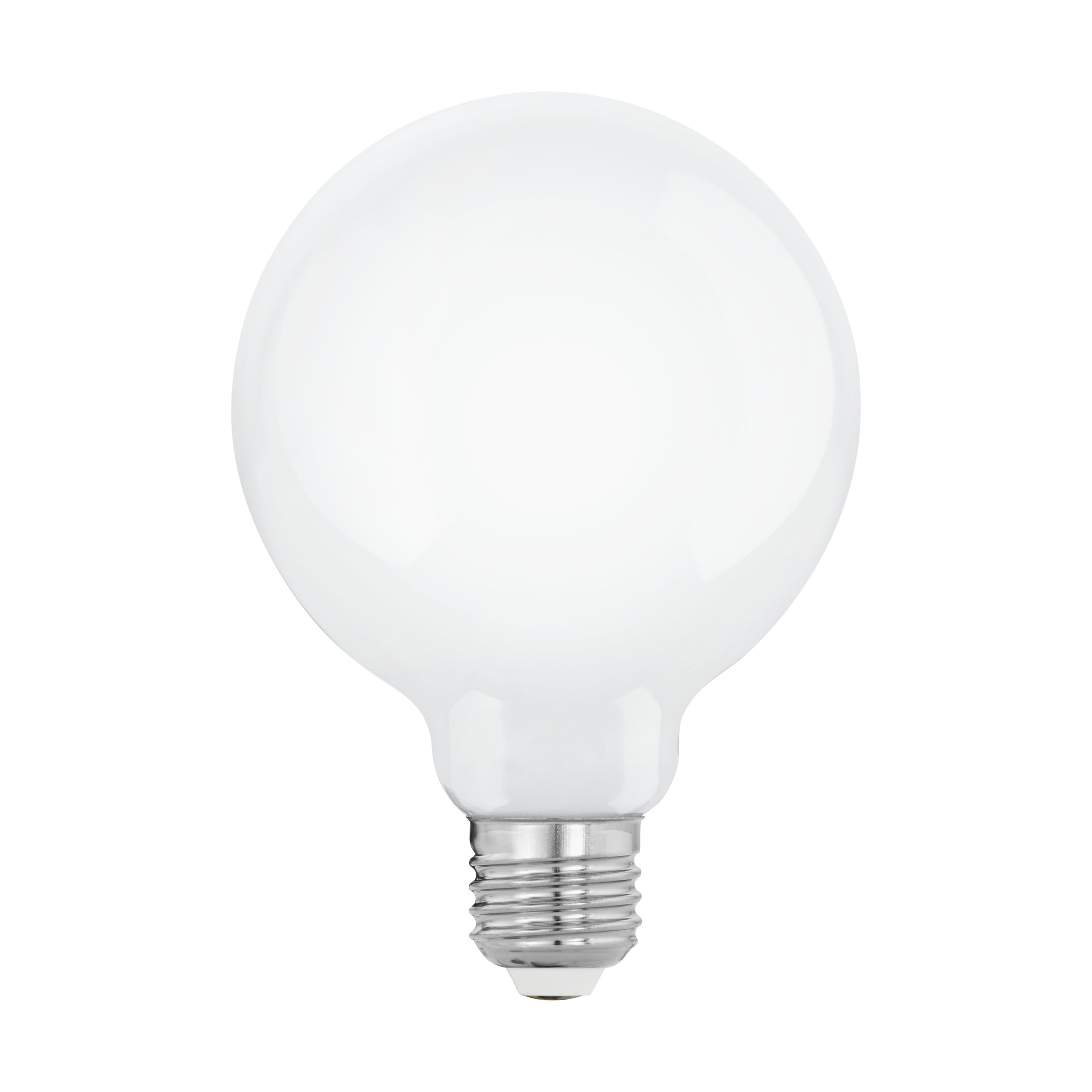 Eglo Dimmable E27 LED Light Bulb, Opaque Edison Globe lamp, 7.5 watt (Equivalent to 60 watt), 806 Lumen, Warm White Glow, 2700 Kelvin, White Opal, G95, Ø 3.7"