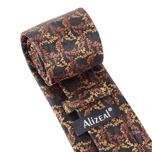 Image of Alizeal Mens 3.15'' Light Color Rustic Tie Handkerchief | with Flower Printed Handkerchief for Wedding Business Daily Wear
