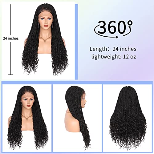 Kalyss 13X5 Lace Front Box Braided Wigs With Natural Looking Curly Ends Side Parted Synthetic Lace Frontal Twist Braids Wig With Baby Hair #TOP5