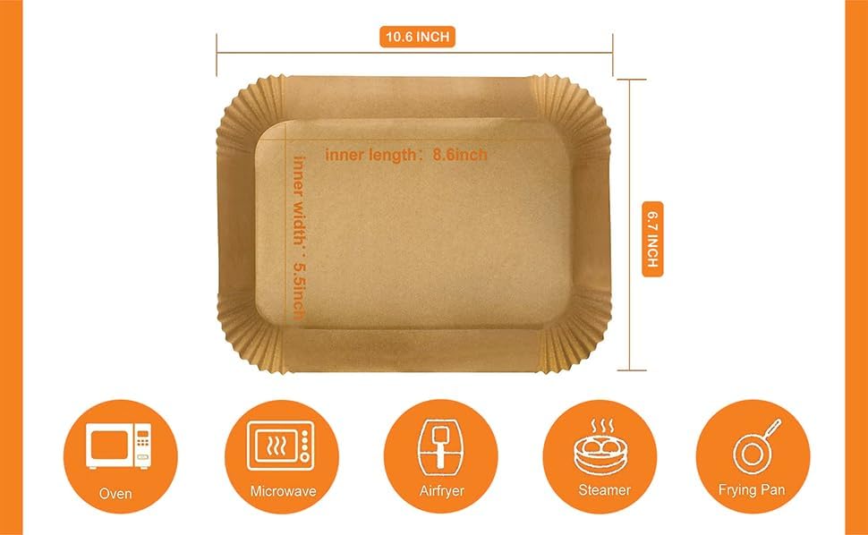 Miniatura 2 de Hojas de papel pergamino desechables para freidora de aire para Ninja Foodi de 8.6 x 5.5 pulgadas, accesorios de horneado para freidora de aire,