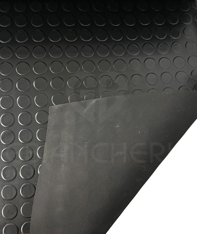 Tappeto Gomma Antiscivolo Bollato Nero Spessore 3mm per Eventi, Fiere, Magazzini e Garage - Tappeto per Pavimento in Gomma Antiscivolo al metro (1x4mt)