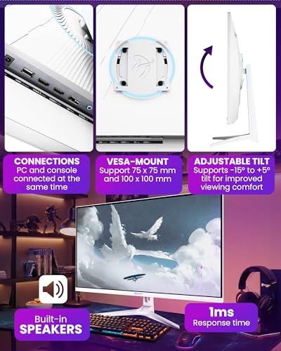 Image of Arozzi Gaming Monitor Nova 32 inch IPS 180Hz - Computer Monitor QHD 1440p - Adaptive Sync, HDR10 & Flicker Free Display - 100% sRGB Color Accuracy - PC & Console Ready - White