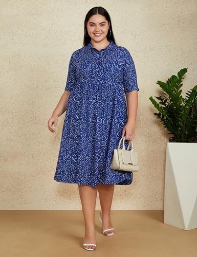 Image of Amazon Brand - Symbol Women Rayon Fit and Flare One Piece Midi Length Dress (Available in Plus Sizes)