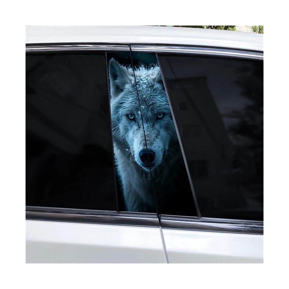 Decorative Items 2pcs Animal Lion Car B-Pillar Decals Waterproof Decorative Stickers(J)