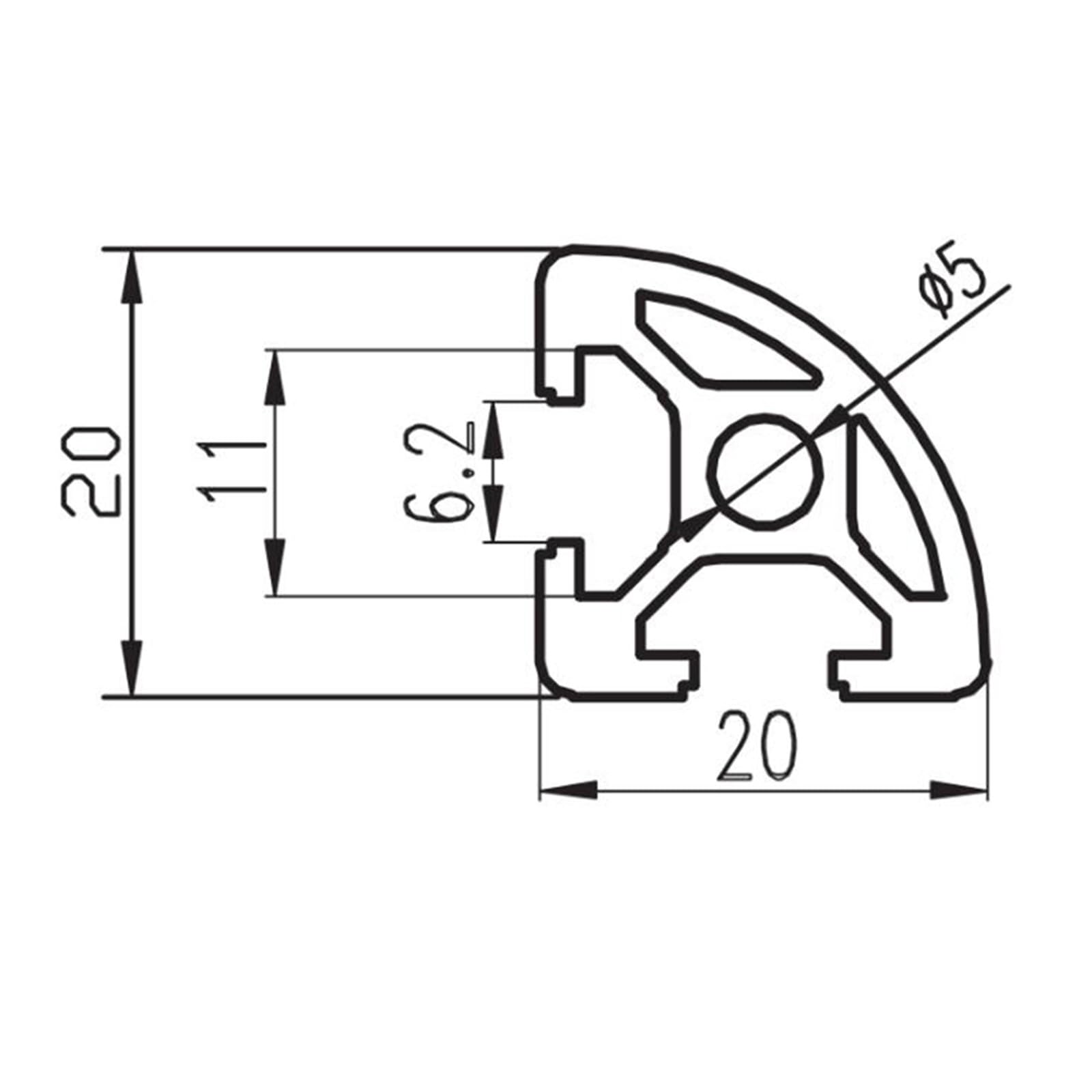 GTPBAO Telaio angolare in alluminio anodizzato 2020R, spessore della parete 18 mm, telaio piccolo for banco da lavoro fai da te Binario estruso(Sliver,800mm long)