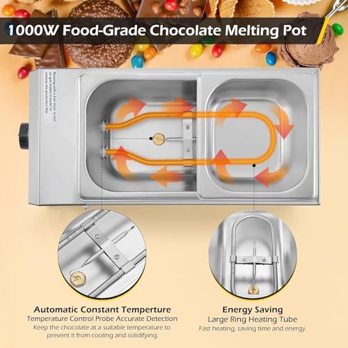 Máquina de templado de chocolate profesional en acero inoxidable con doble tanque 6