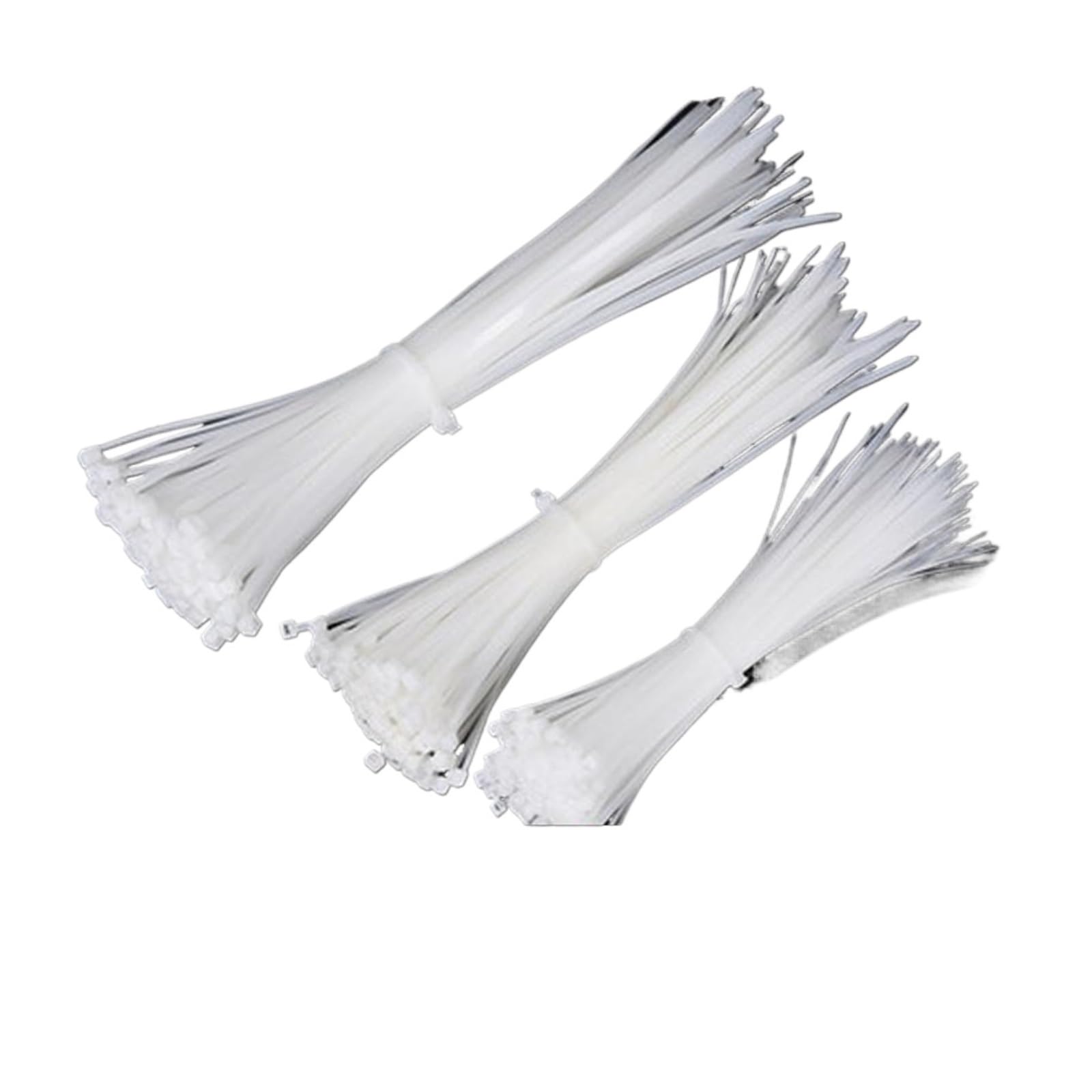 Bridas de plástico para Cables Largos, 100 Bridas for Cables de 3 x 100 mm, 3 x 150 mm, 4 x 200 mm.(White 300pcs)
