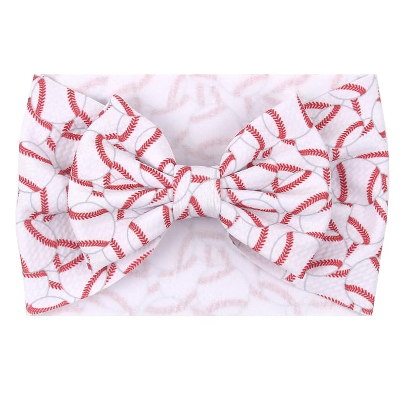 Baby Baseball Headband Turban Baby Girls Baseball Headwarp Bowknot Baby Baseball Hair Band Bow BTB14 (C-White, Free Size)2