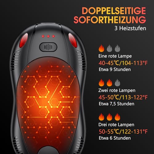 FANDLISS Handwärmer Elektrisch,Taschenwärme mit Akku, Zweiseitige Heizung – Ansicht 4