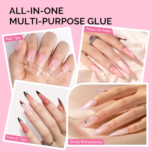 Image of MelodySusie Super Strong Nail Glue, 6Pcs Semi Solid Nail Glue, Quick Drying No Need for UV Lamp Glue Gel Long Lasting for Fake Acrylic Press On Nails