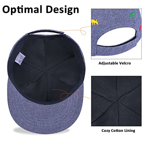 Kids Baseball Hat Toddler Boy Girl Sun Protection Hat Cotton Hats,Sun Hat For Baby Girls Boys Children (1-2 Years, Denim Blue - Embroidered Dinosaur) #TOP2