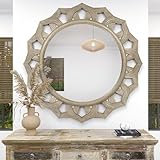 Uaeoo Farmhouse Wall Mirrors Decorative,Round Rustic Mirror for Wall Decor,Circle Cathedral Large Wall Mirror for/EntrywayBedroom/Living Room/Bathroom//Foyer/Hallway Decor 30 in