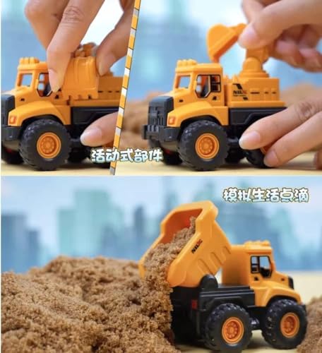 Image of Combo Pack Mixer, Crane, Excavator and Dumper Friction-Powered Unbreakable Pull-Along Back Construction Vehicle Trucks Toy Ideal for Playing Kid's and Children's (4 Engineer Set)
