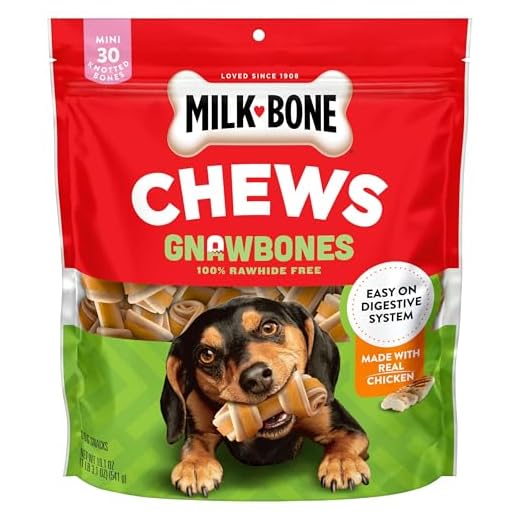 Milk-Bone Chews GnawBones Rawhide Free Dog Treats, Chicken, 30 Long Lasting Mini Knotted Bones
