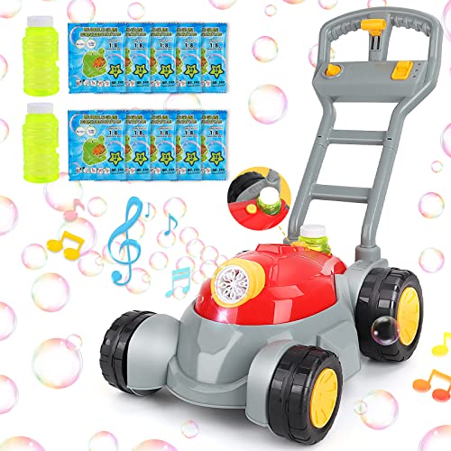 deAO Tondeuse à Bulles,Machine à Bulles Automatique pour Enfants avec Musique,Marcheur d’Activités pour Enfants d’Extérieur,Tondeuse à Gazon à Poussée pour Le Jardinage,Cadeaux pour Garçons et Filles