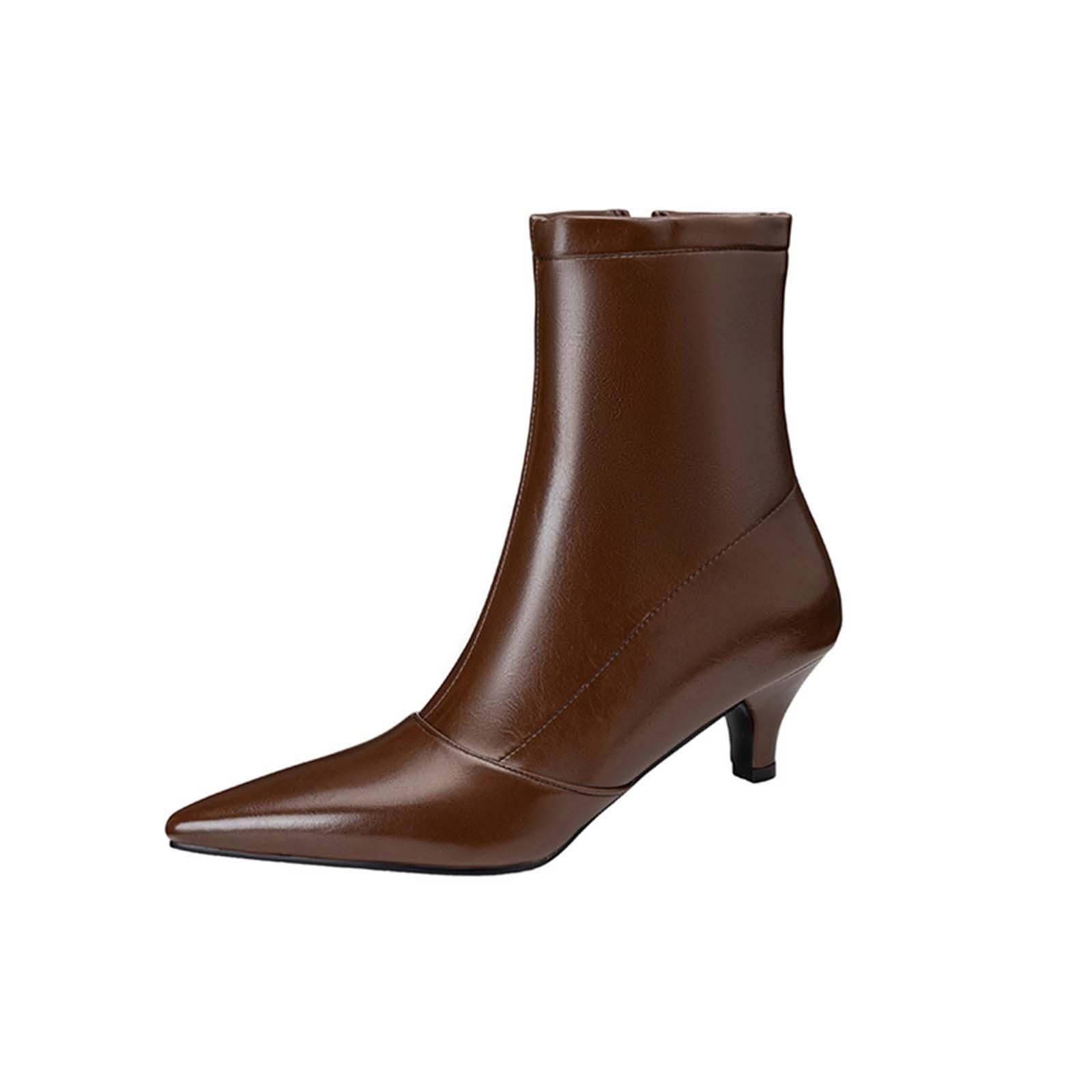 Womens Sexy Kitten Low Heel Ankle Boots Pointed Toe Gogo Boot Matte Work Party Dress Booties Fashion Shoes