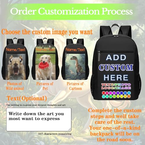 Custom Backpack Personalized Backpacks With Logo Photo Customize Your Image Text Name Waterproof Laptop Bag for Men and Women Gift Outdoor Sports Travel Work Office Shopping Party3