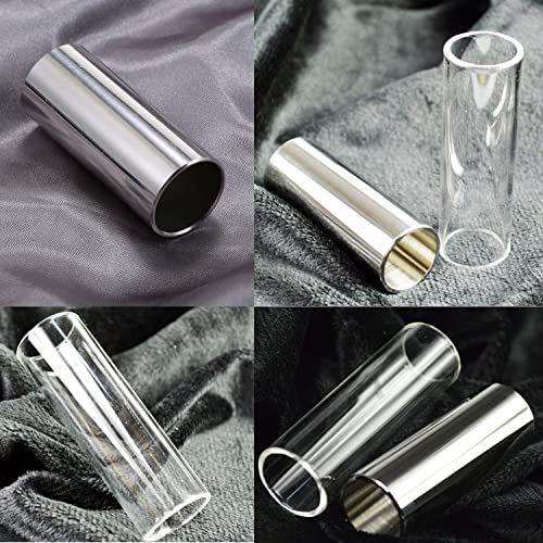 Thivenny Guitar Slide, Set Of 2 Glass Guitar Slide, 1 Steel Guitar Slide, 1 Guitar Slide Ring, With 6 Pieces Artistic Guitar Picks In Red Eva Box #TOP2
