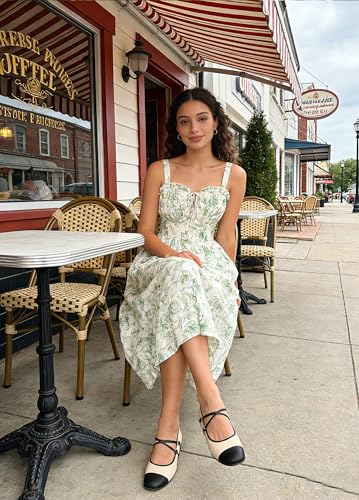 Image of Scarlet Darkness Summer Dresses for Women 2026 Floral Corset Dress Long Milkmaid Dress with Pocket