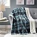 Comfort Spaces Sherpa/Plush Throw Blanket for Couch - 50x60 inches Lightweight Cozy Sofa Bed/Couch Throw for Beds Office Lap - Plaid - Aqua, Grey, Black