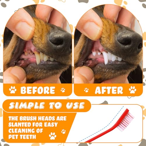 Image of Nuenen 150 Pcs Dog Toothbrush Dual Headed Dental Brushes Puppy Tooth Brushing Kit Long Handle Toothbrush for Large and Small Dogs Cats Most Pets Teeth Cleaning Oral Care Supplies (Bright Color)