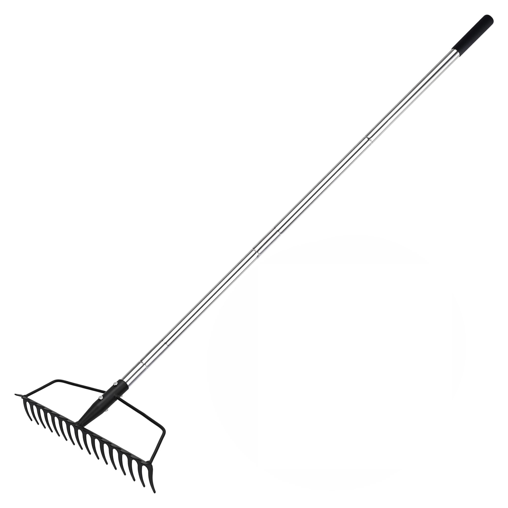 BARAYSTUS Arco da giardino rastrello rastrello per prati pesanti in acciaio inox rastrello da giardino regolabile per livellare terreno sabbioso e raccogliere foglie, Garden Rake Carbon Steel Sturdy