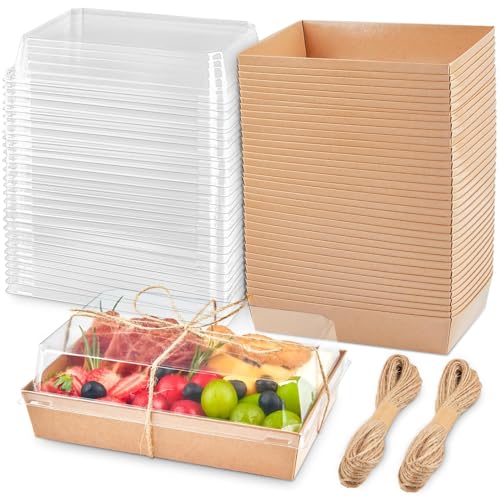 Zorrita ZO070 7X5 Inches Charcuterie Boxes With Clear Lids, 50 Pack Paper Bakery Boxes With Window Take Out Containers cover