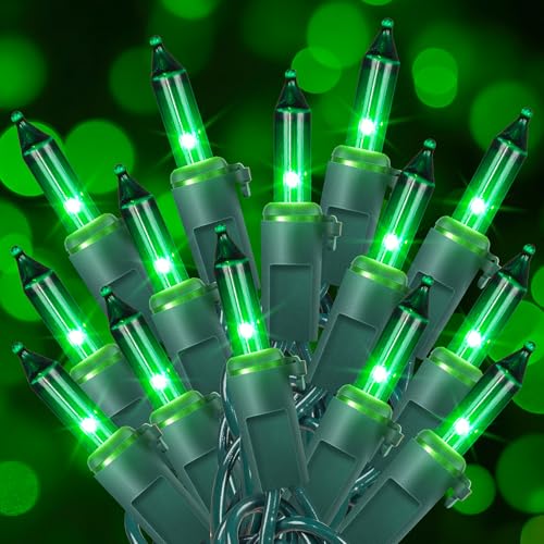 woohaha Green st Patrick's Day Mini Lights, 2 Pack 50 Count 13FT Green Wire