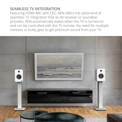 Image of Kanto REN 200W Powered Speaker System with HDMI ARC Input for TV & Home Theater | USB-C and Bluetooth 5.3 | High /Low Pass Filter | Pair | Matte White