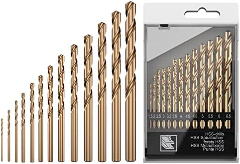 13 PCS Metric M35 Cobalt Steel Twist Drill Bit Set HSS Extremely Heat Resistant with Straight Shank to Cut Through Hard Metals Like A Hot Knife Through Butter,Such as Stainless Steel,Titanium Alloy
