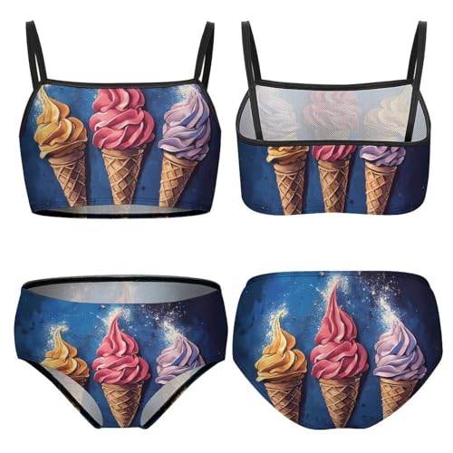 Ice Cream Cone Girls Swimsuits Two Piece Bikini Sets Beach Sport Swimwear Bathing Suit3