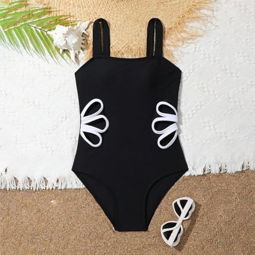 Girls Cut Out One Piece Swimsuit Solid Sleeveless Hollow Side Swimwear Y2K Bathing Suits Summer Swimming Beachwear4