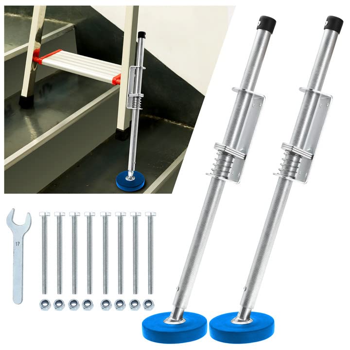 Ladder Leveler Pair,Ladder Accessories Tools,Ladder Leveler with Rubber Feet Working on Stairs, Adjustable Ladder Leveler for Stable Platform (Blue)