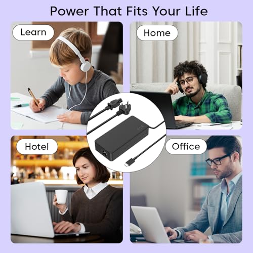 Image of 65W 45W USB C Lenovo Original ThinkPad Laptop Charger for T14 T15 T16 gen 1 gen 2 X1 Yoga L13 7i C740 Computer AC Power Adapter for ThinkPad T480 T490 P52s Chromebook 2nd Gen(with Power Cable)