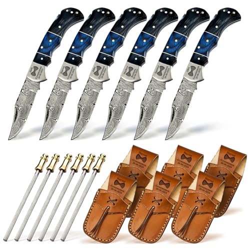 FH KNIVES Damascus Pocket Knife