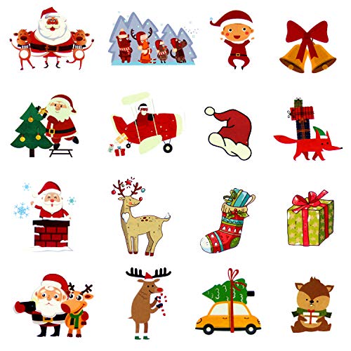 LITTLE SIENA Temporary Tattoos for Kids Christmas Makeup - 100 styles Party Supplies, Glow in The Dark | Merry Christmas Party Favors, Xmas Tree, Santa, Reindeer, Snowman