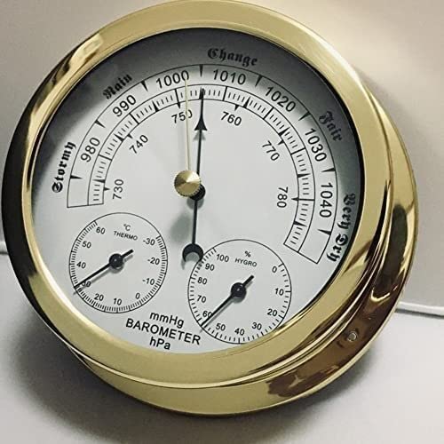 Manometer für Luftdruckmesser Traditionelles Barometer, hochpräzises Barometer, 5,6-Zoll-Aneroidbarometer-Wetterstation, 3-in-1-Temperatur, Luftfeuchtigkeit und Luftdruck
